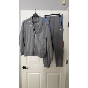 Men's Puma BMW Motorsport Grey Tracksuit Set XL Blue Red Accents